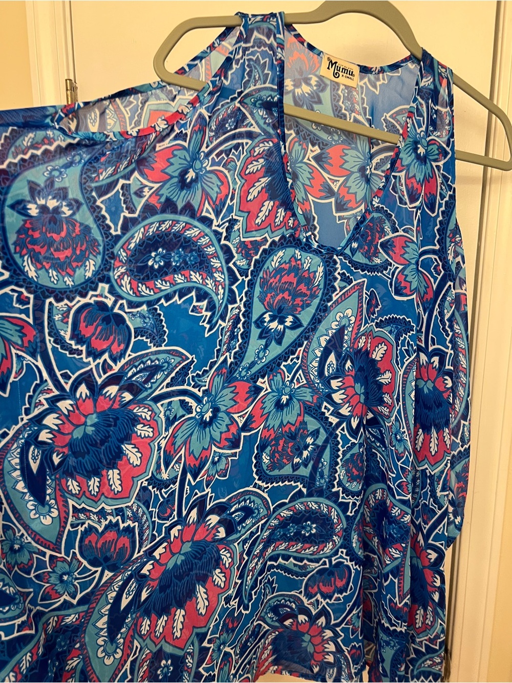 Show Me Your Mumu Blue Paisley Floral cold shoulder  tunic